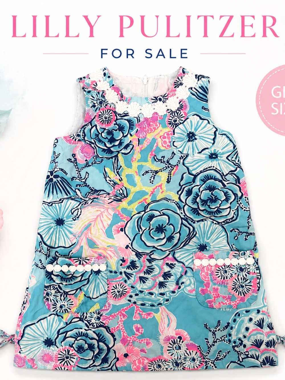 Lilly Pulitzer Turquoise Floral Sleeveless Shift Dress